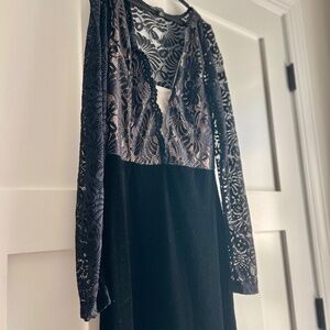 Black sheer top/velvet bottom maxi